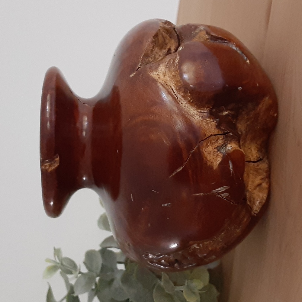 Burlwood Bud Vase 3.5" H x 4" W Turned Live Edge Includes Water Tube